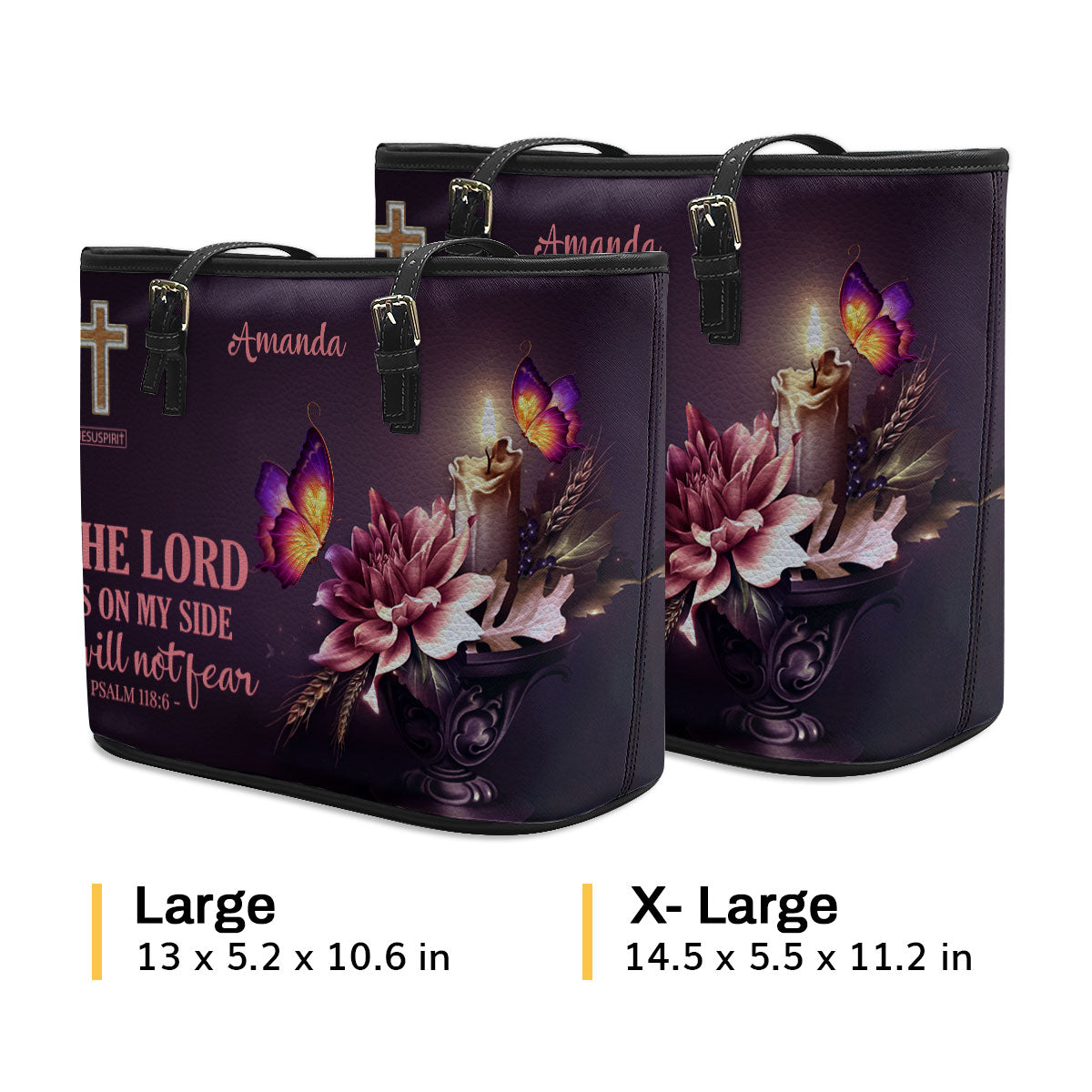 Lovely Personalized Large Leather Tote Bag - The Lord Is On My Side H12