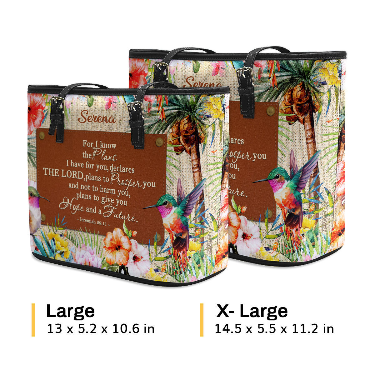 Jesuspirit | Jeremiah 29:11 | For I Know The Plans I Have For You | Worship Gift For Bible Study Groups | Personalized Large Leather Tote Bag LLTBM806