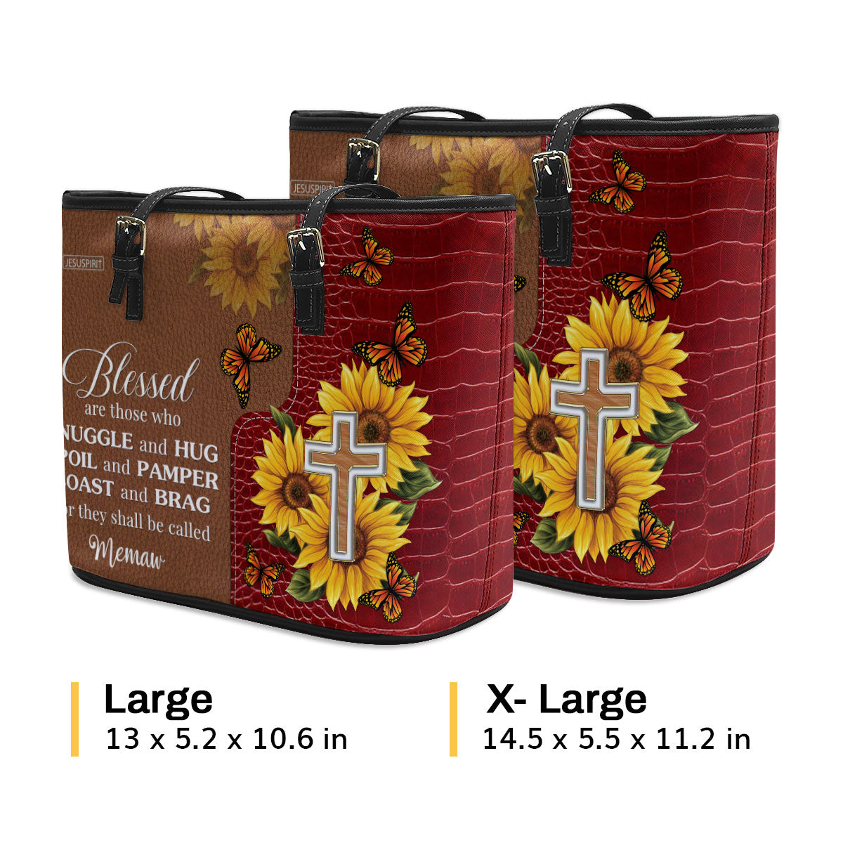 Blessed Are Those Who Snuggle And Hug - Personalized Large Leather Tote Bag NUH329