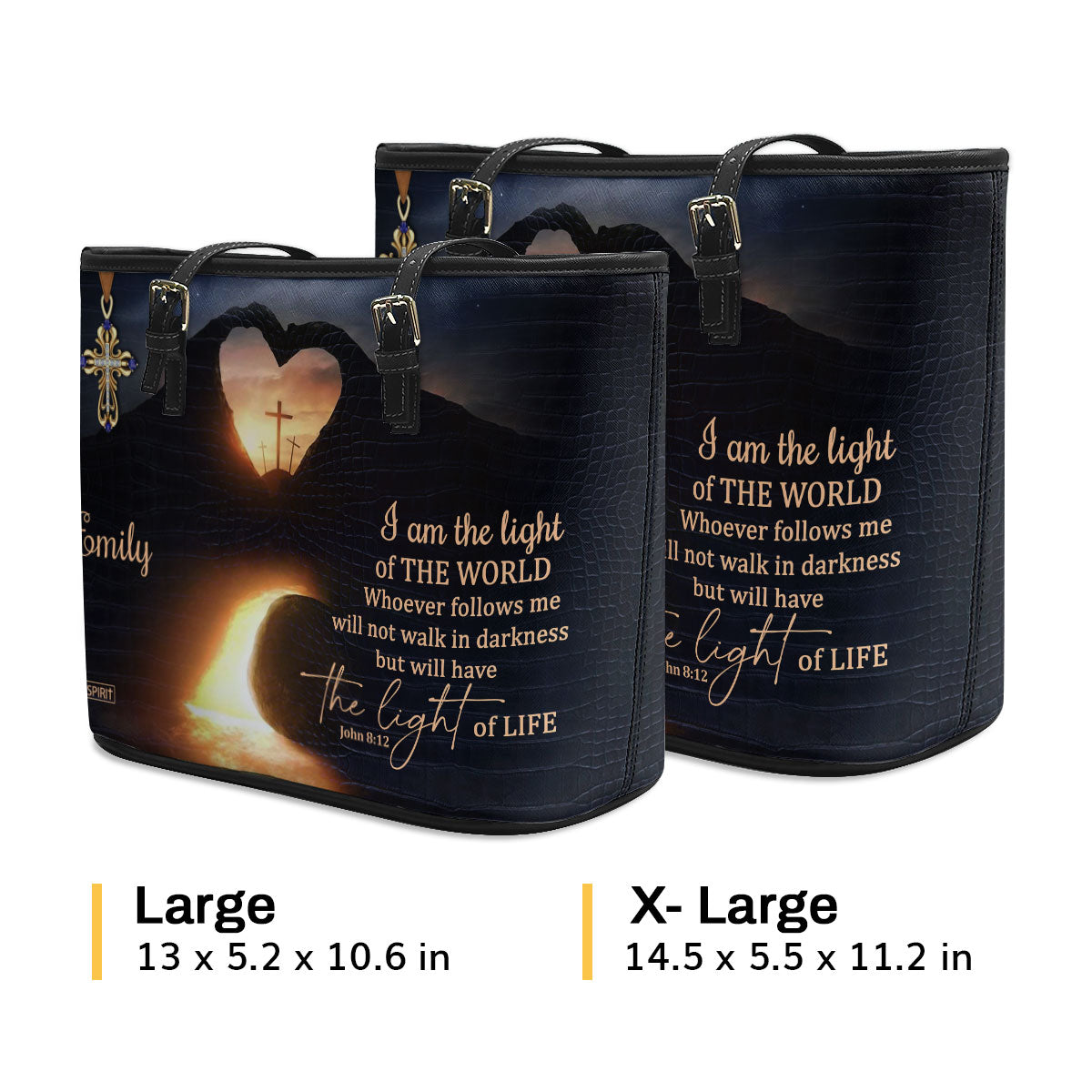 I Am The Light Of The World - Special Personalized Large Leather Tote Bag NUH450