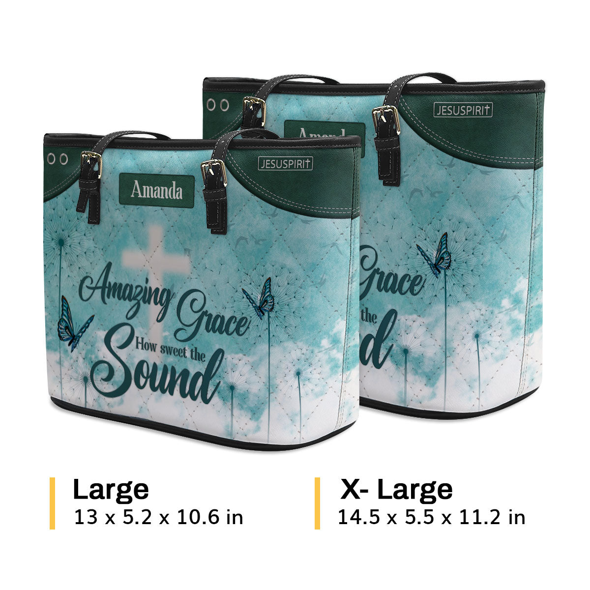 Amazing Grace - Adorable Personalized Large Leather Tote Bag NUHN350