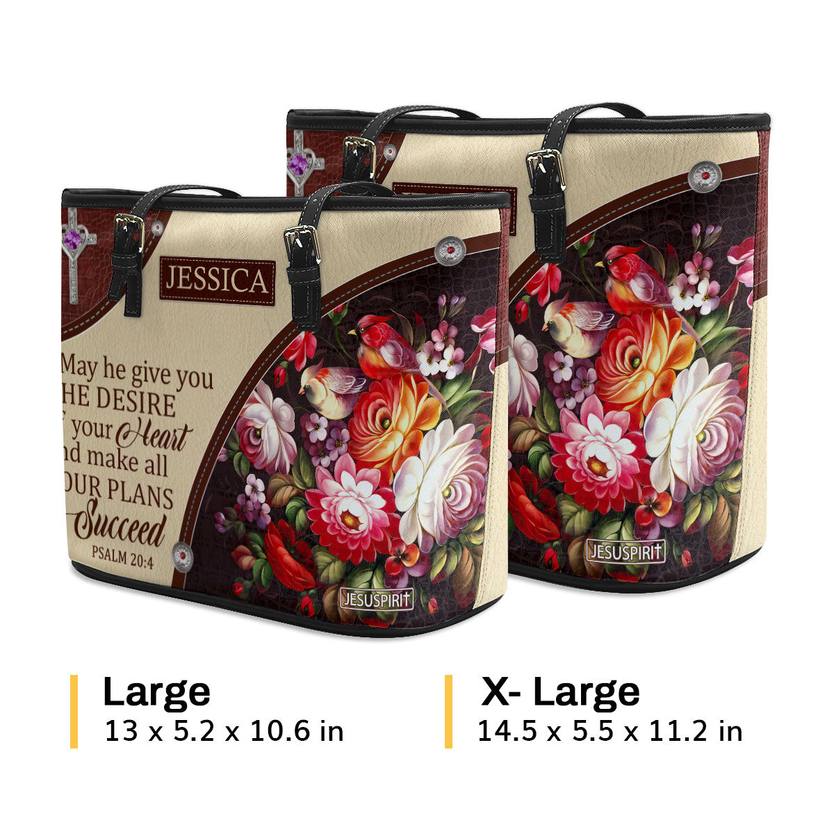 Special Personalized Large Leather Tote Bag - May He Make All Your Plans Succeed NUM308