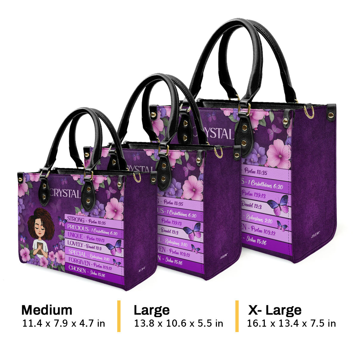 God Says I Am | Personalized Leather Handbag JSLHBPH1418L