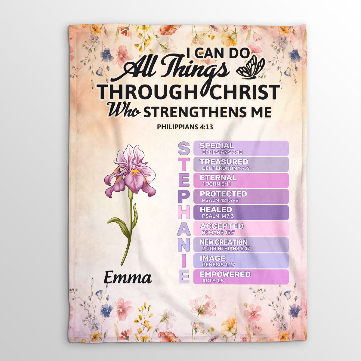 I Can Do All Things Through Christ Who Strengthens Me | Personalized Fleece Blanket