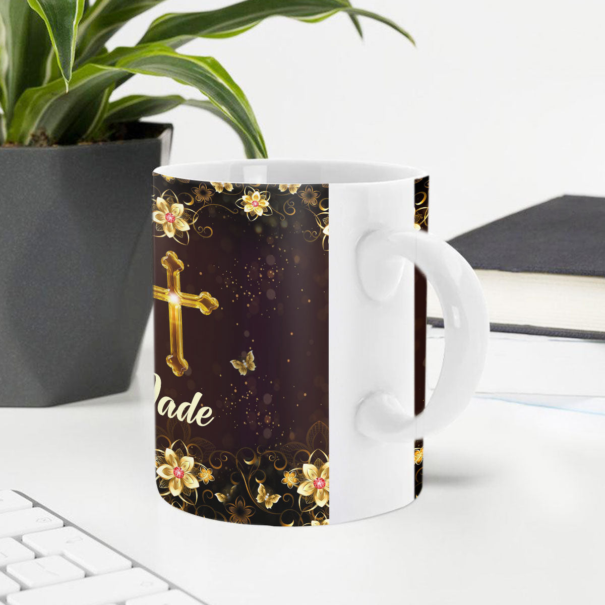 Lovely Personalized Butterfly White Ceramic Mug - All Things Are Possible With God NM125
