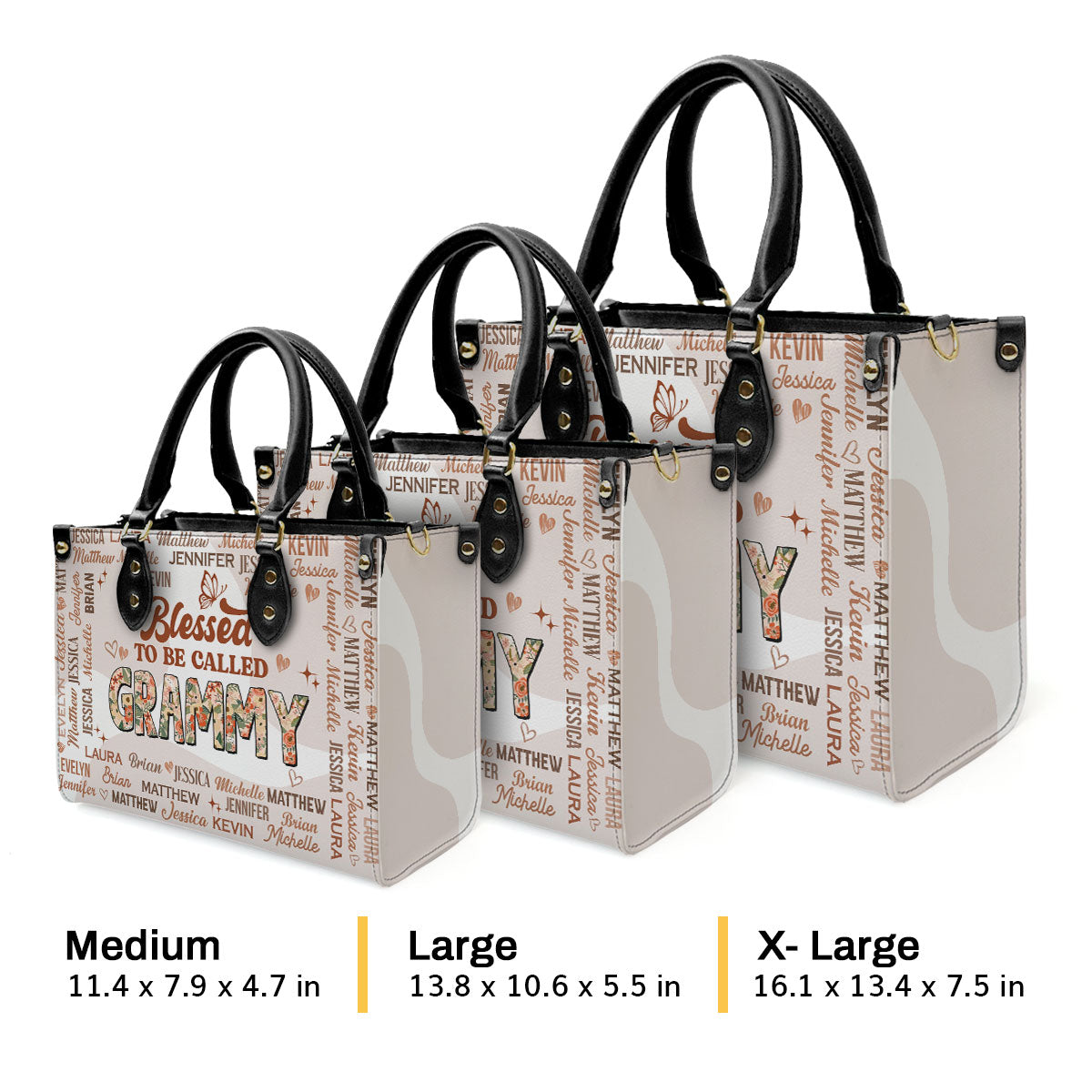Blessed To Be Called Grandma | Personalized Leather Handbag