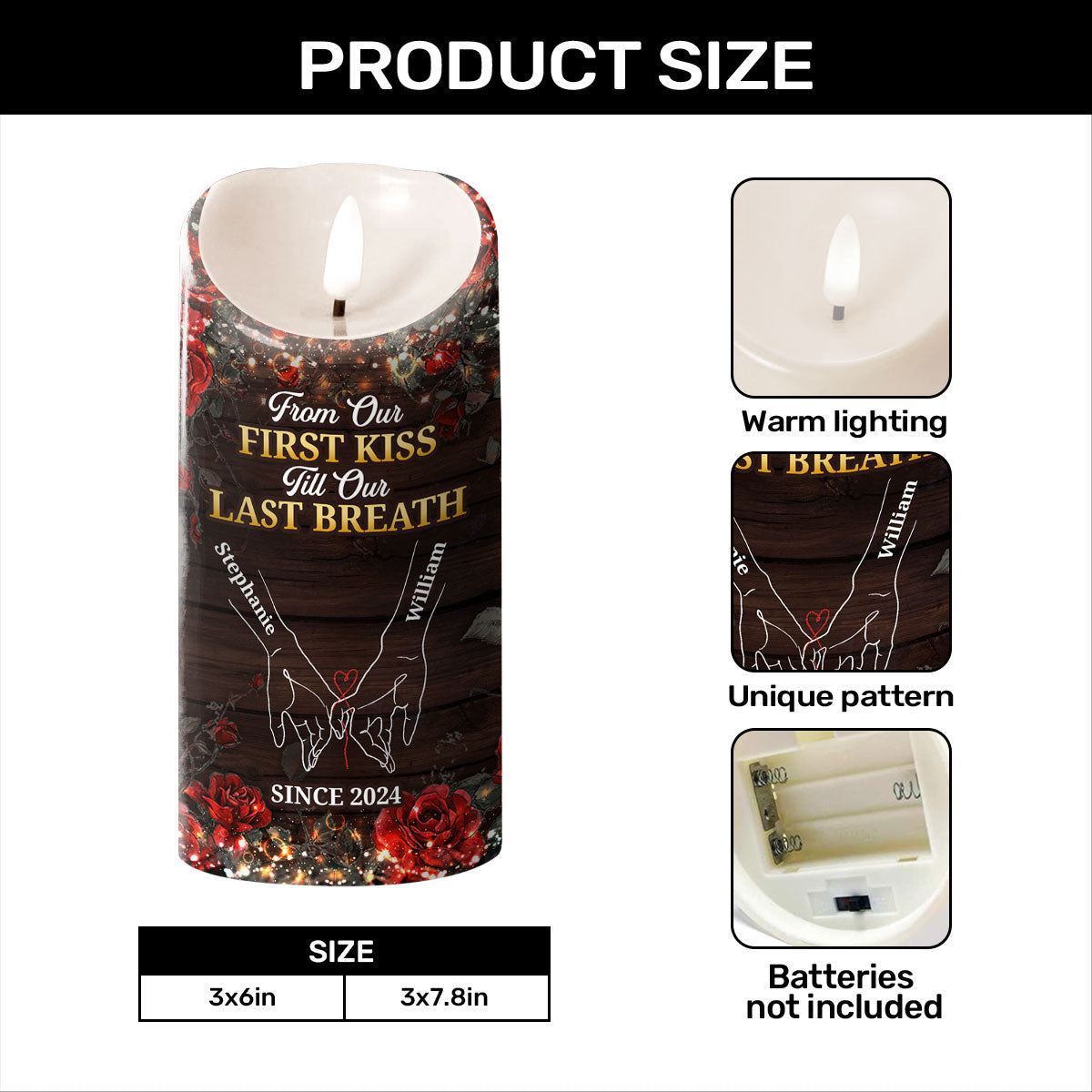 From Our First Kiss Till Our Last Breath | Personalized Flameless LED Candle