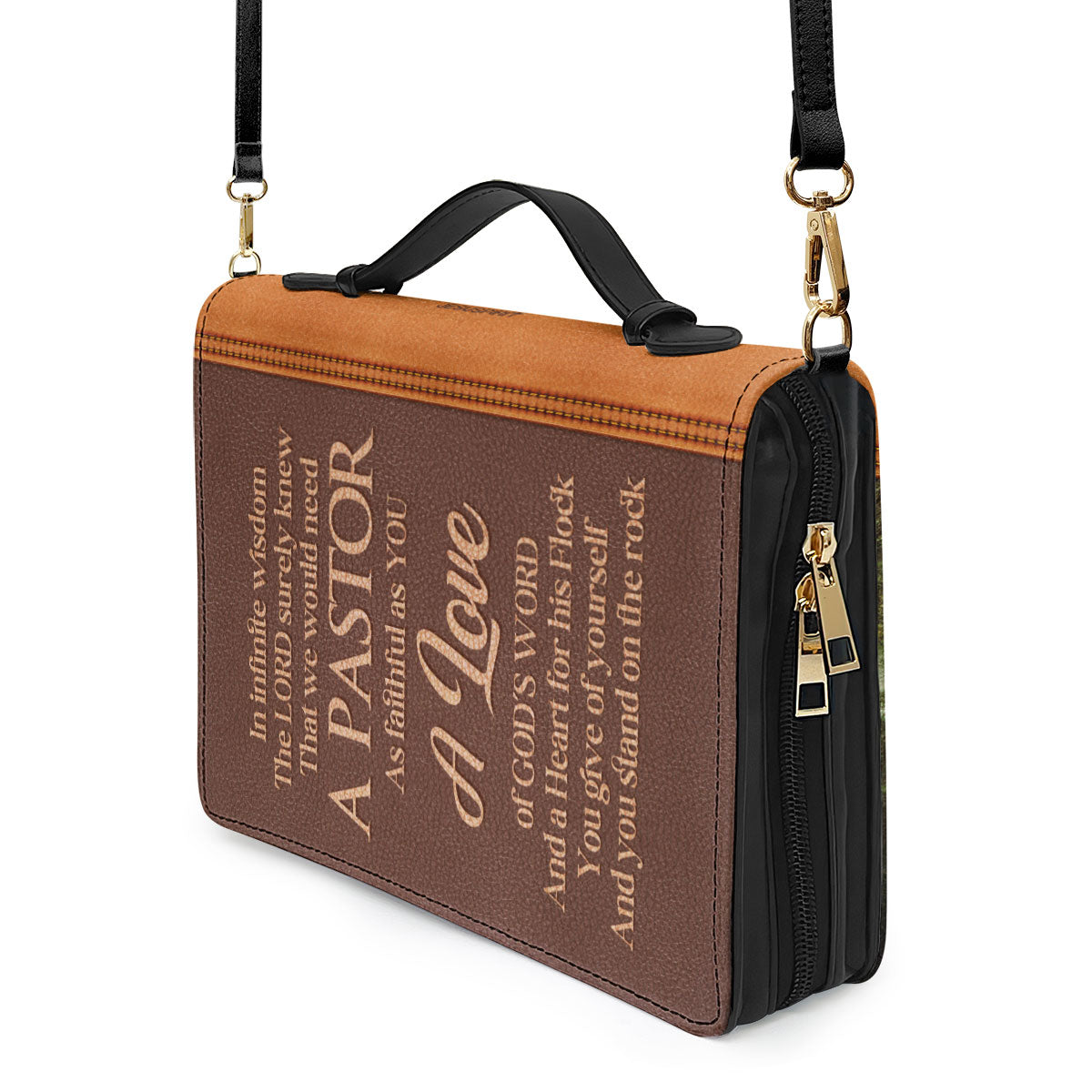 Jesuspirit | Personalized Bible Cover With Handle | A Love Of God's Word And A Heart For His Flock | Meaningful Gift For Pastor BCH712