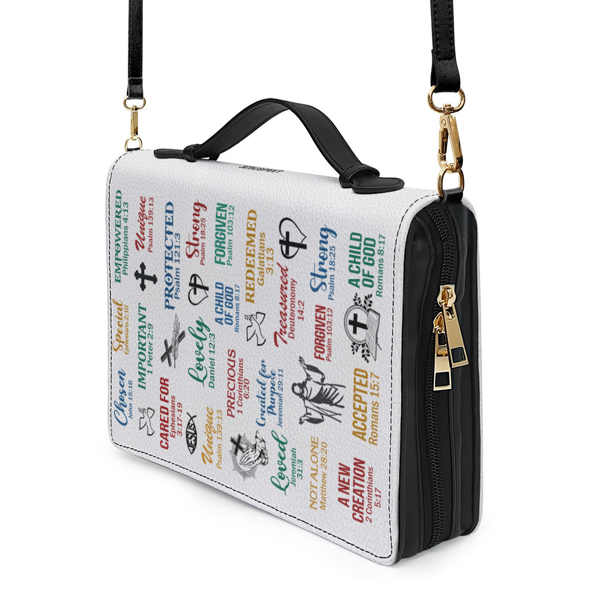 Jesuspirit | What God Says About You | Inspirational Gifts For Christians Prayers | Personalized Zippered Bible Cover With Handle BCH742