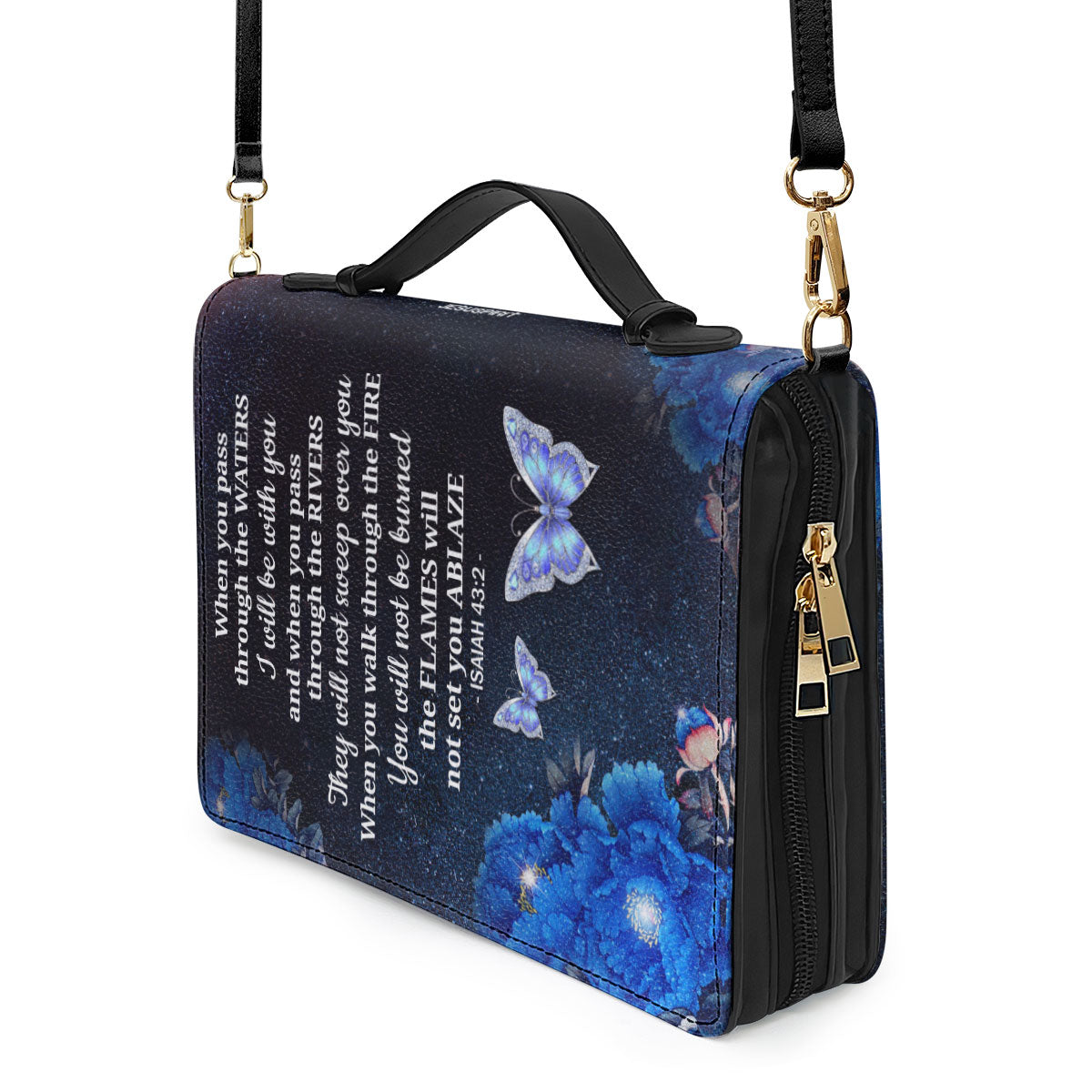 Jesuspirit | I Will Be With You | Isaiah 43:2 | Motivational Religious Gift For Christian People | Personalized Bible Cover With Handle BCH786