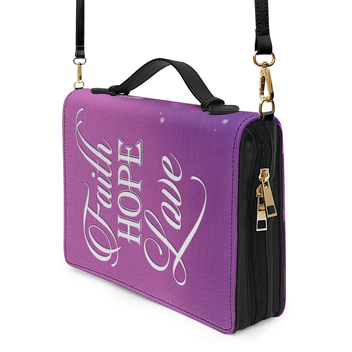Faith, Hope, Love - Personalized Purple Bible Cover H07