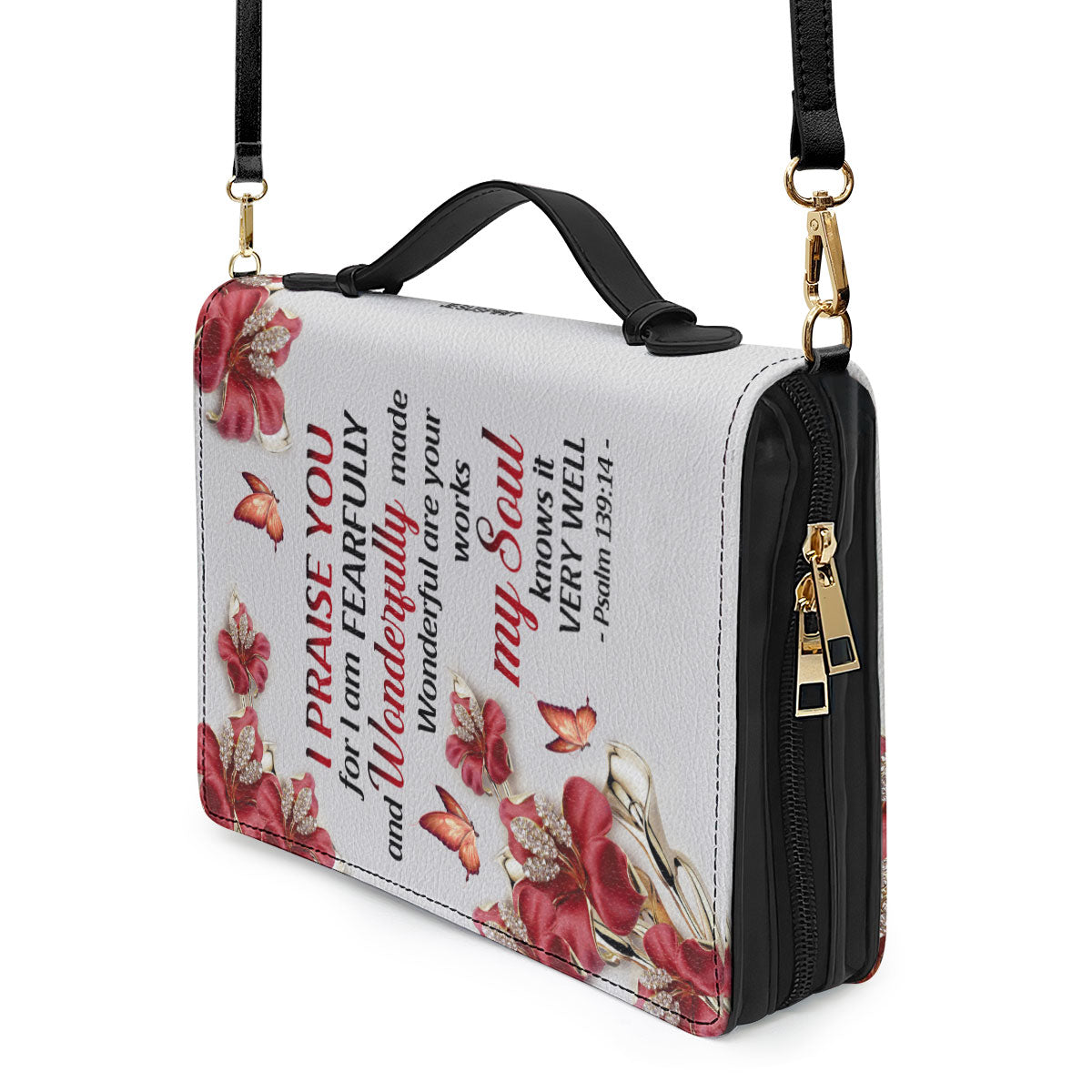 Jesuspirit Zippered Bible Cover With Handle | Women's Ministry Gift | Personalized Leather Case NUH454A