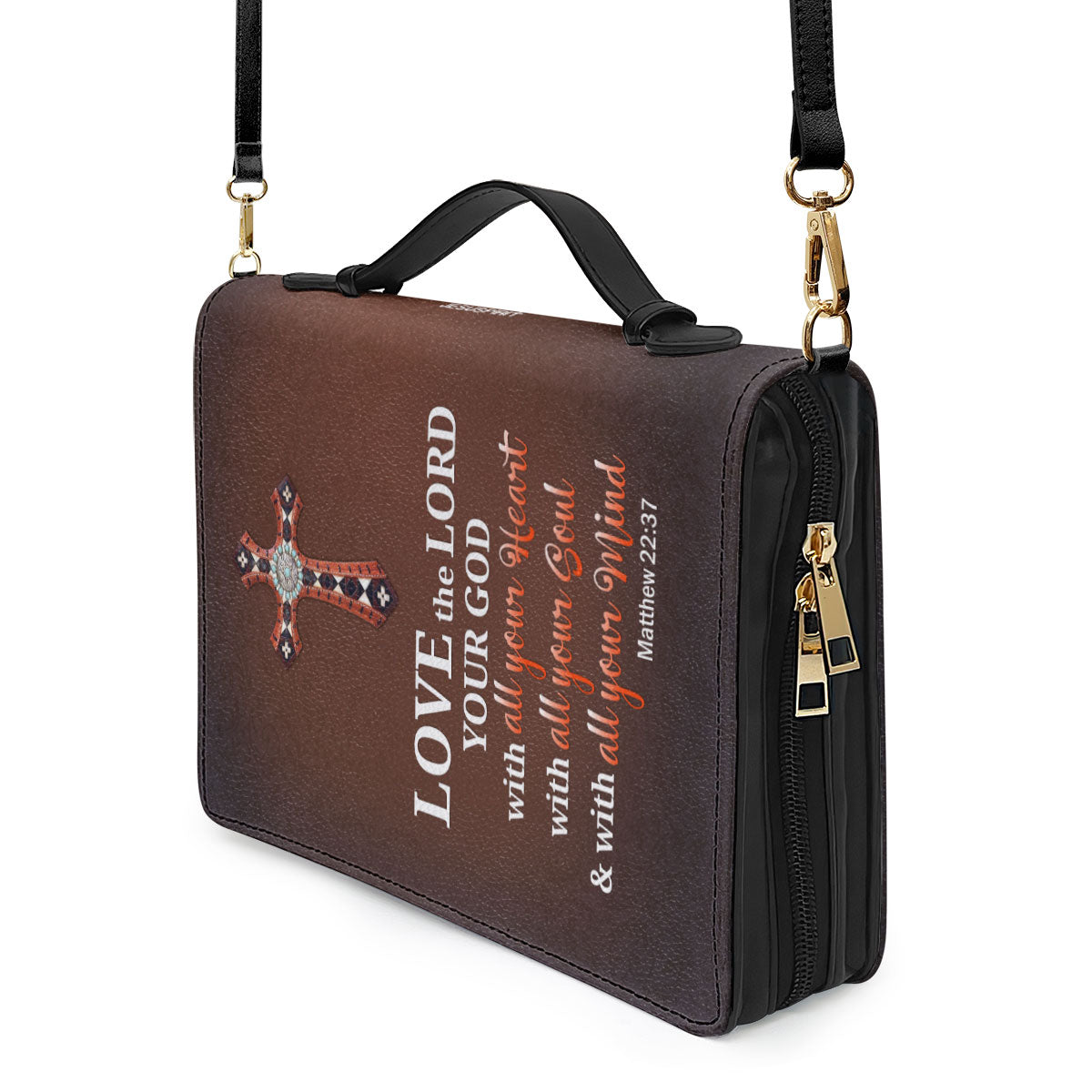 Jesuspirit Personalized Bible Cover With Handle | Rose And Cross Bible Carrying Case | Religious Gift For Women NUH469A