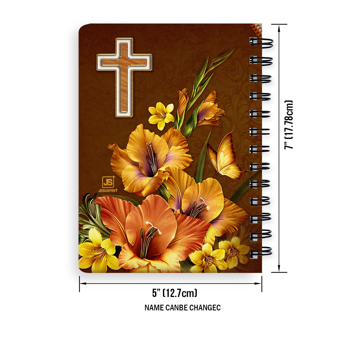 Jesuspirit | Matthew 5:8 | Flower And Cross | Blessed Are The Pure In Heart | Beautiful Personalized Flower Spiral Journal SJHN609