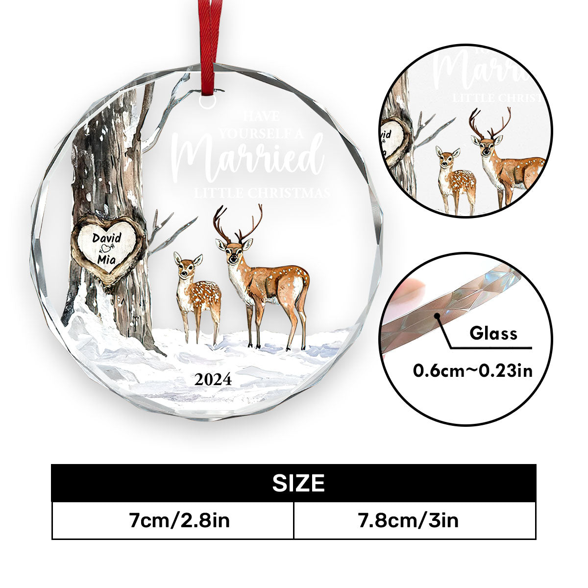 Have Yourself A Married Little Christmas | Personalized 1-Side Round Glass Ornament JSURGOPPT2584M