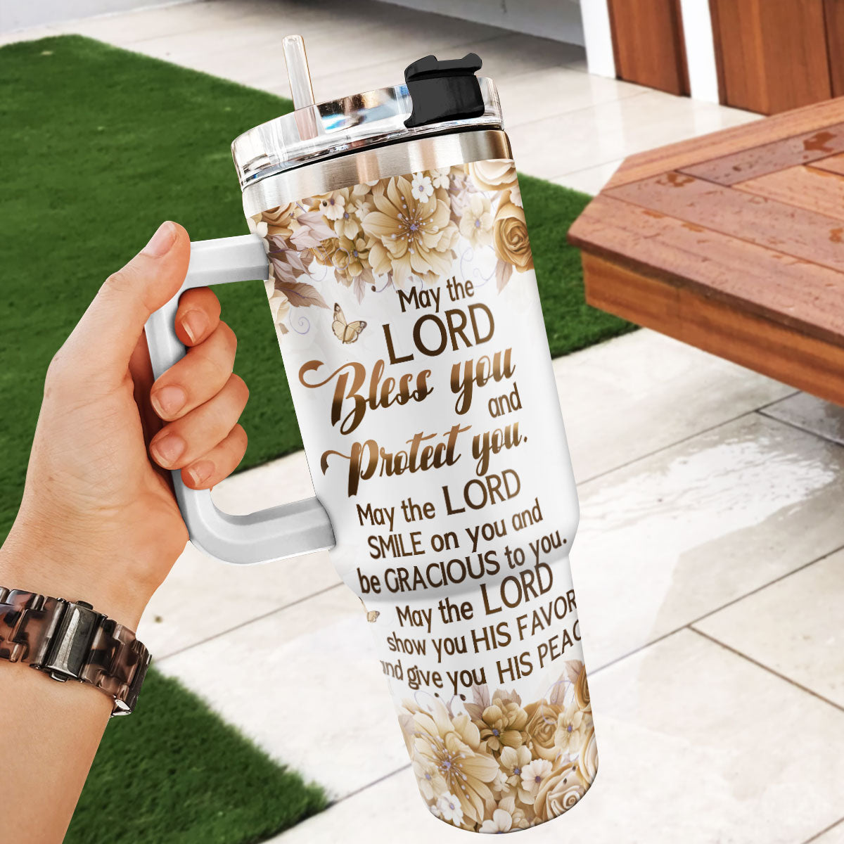 May The Lord Bless You And Protect You | Personalized Stainless Steel Tumbler