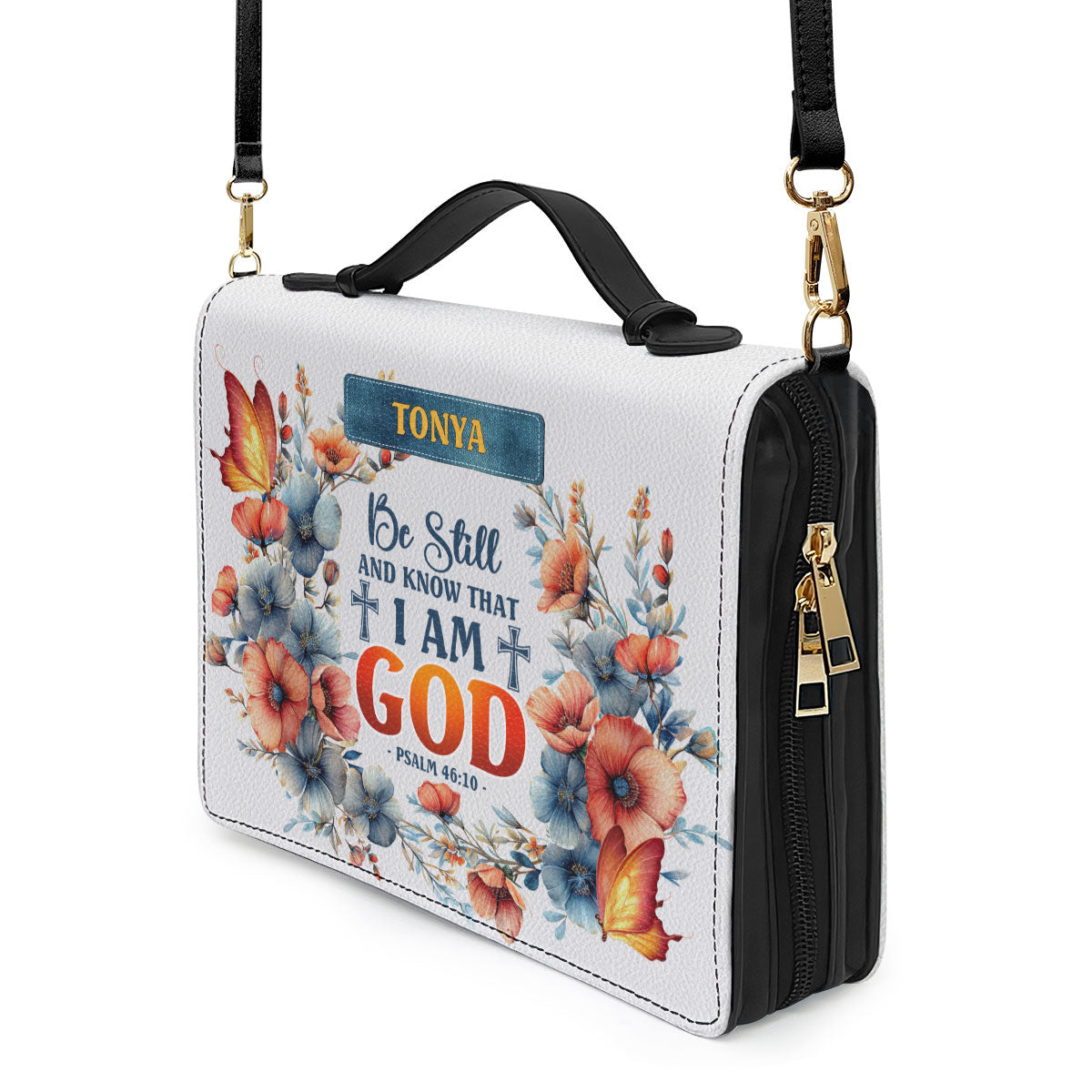 Jesuspirit | Personalized Leather Bible Cover | Be Still And Know That I Am God | Psalm 46:10 BCM780