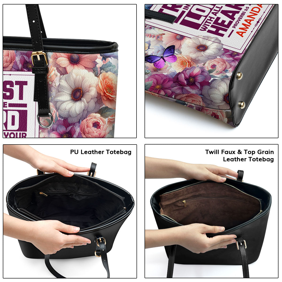 Jesuspirit | Personalized Leather Tote Bag | Trust In The Lord LLTBM781