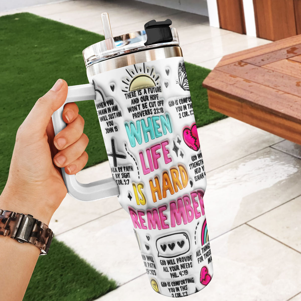 When Life Is Hard | Personalized Stainless Steel Tumbler JSSSTN24