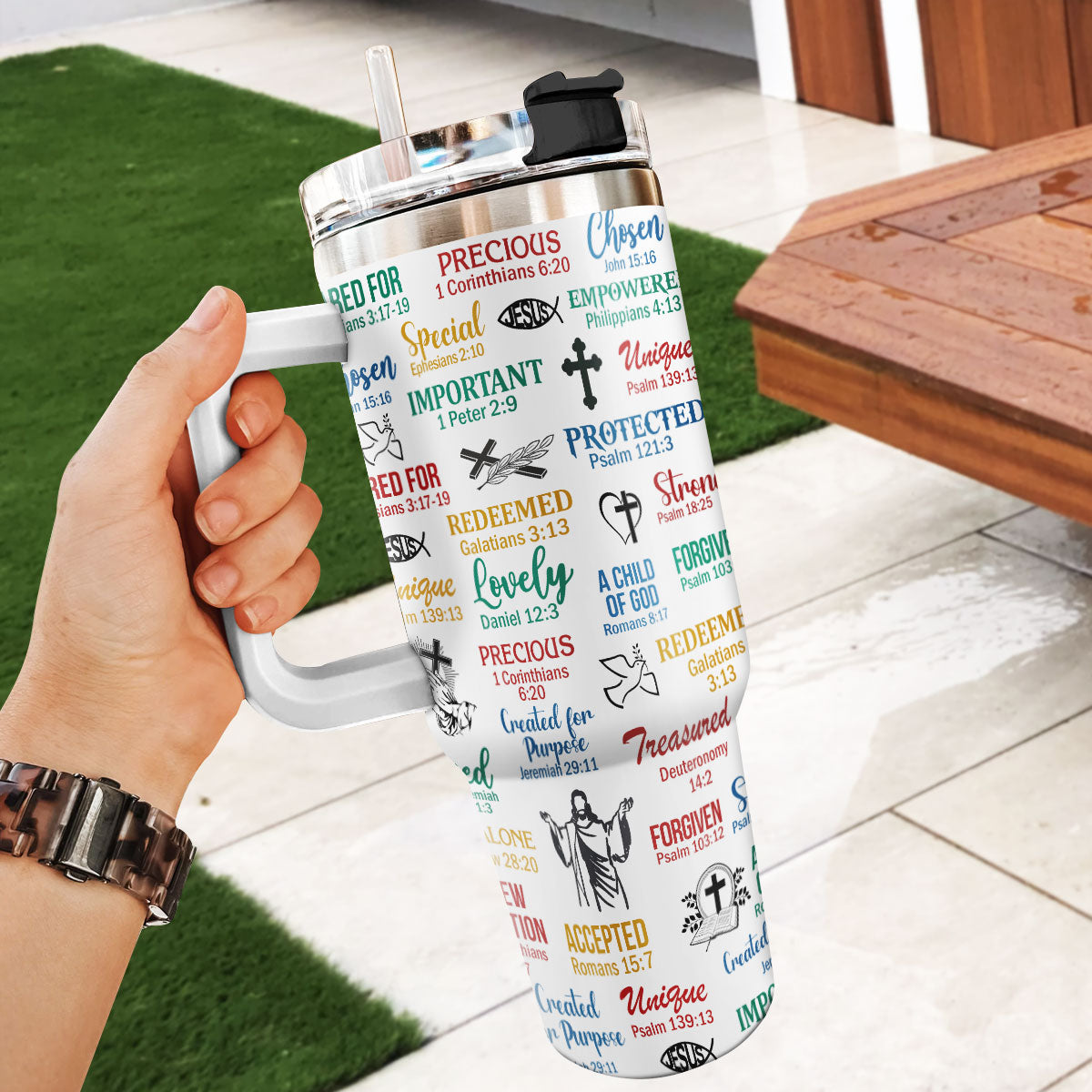 Jesuspirit | What God Says About You | Unique Scripture Gifts For Christian Friends | Personalized Christian Stainless Steel Tumbler SSTH742A