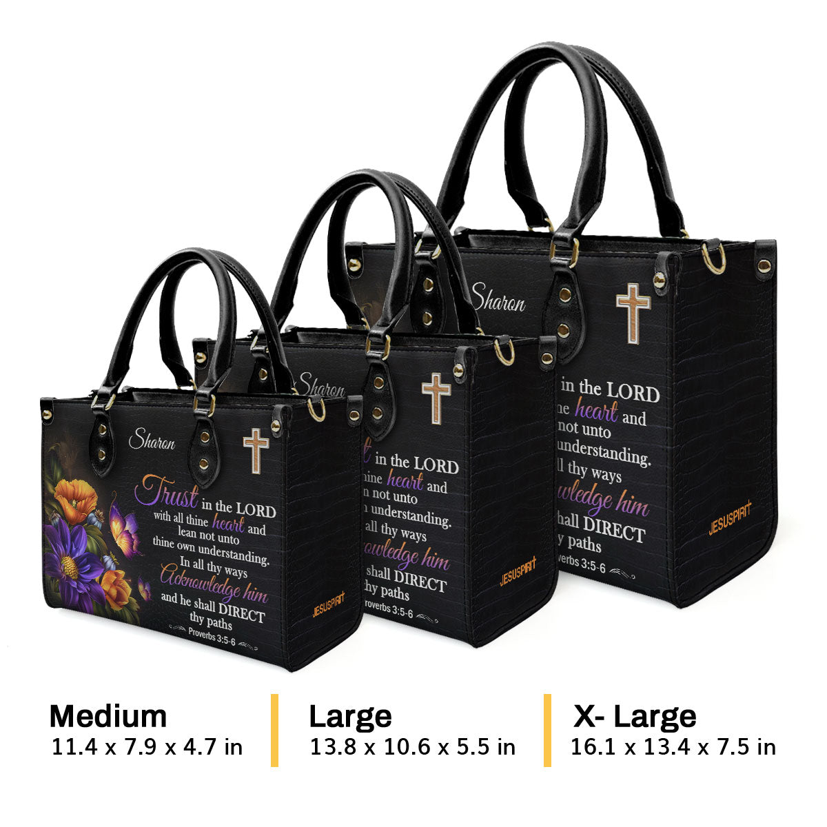 Jesuspirit Personalized Leather Handbag | Bible Bag With Handle | Gift For Christian Women H22