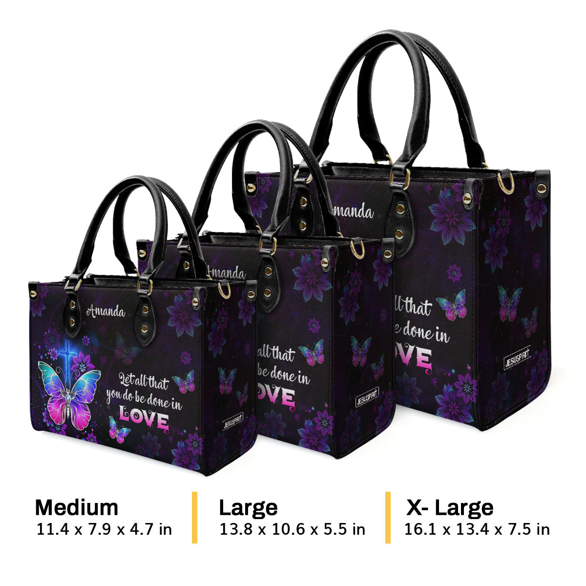 Jesuspirit | 1 Corinthians 16:14 | Personalized Leather Handbag With Handle | Let All You Do Be Done In Love LHBH707