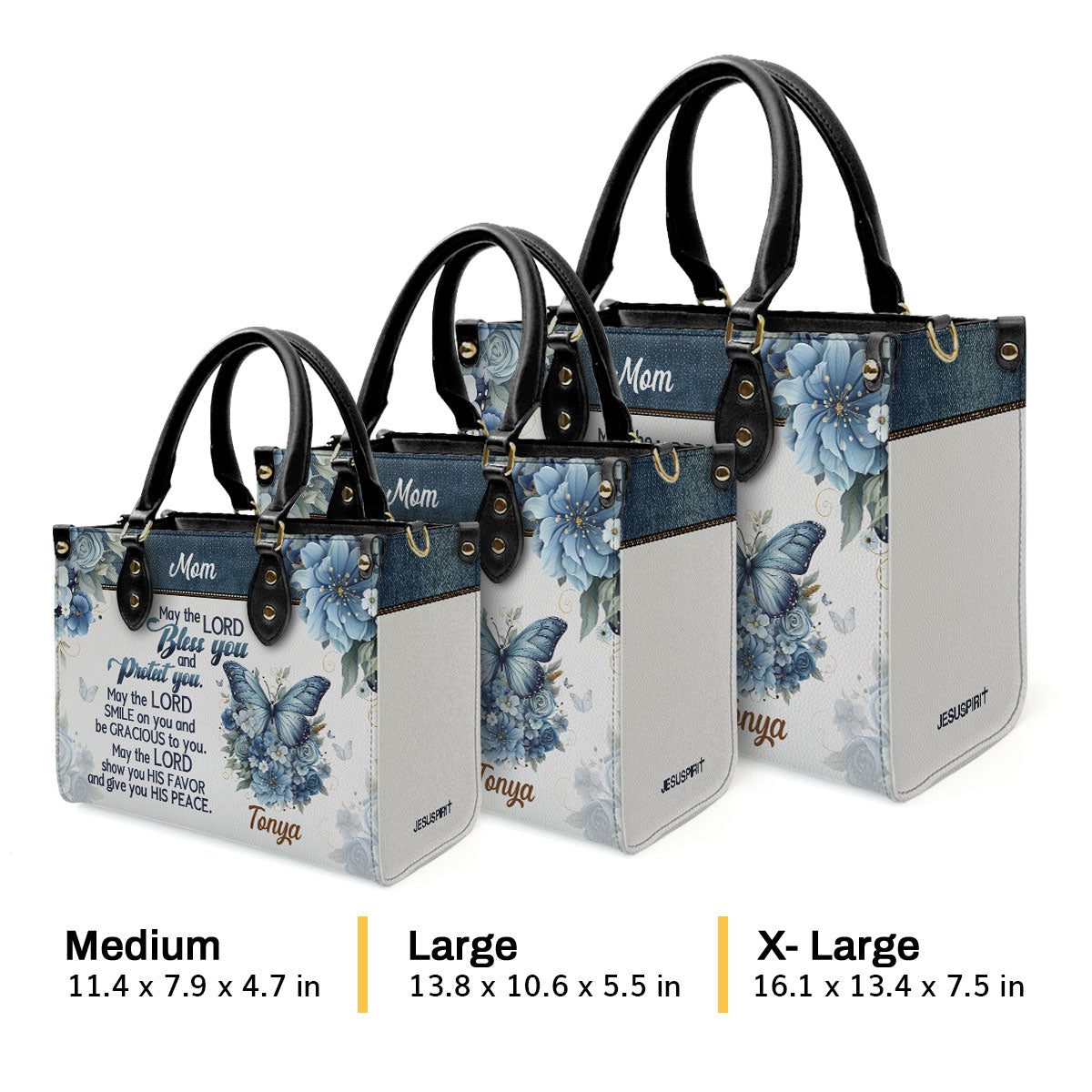 Jesuspirit | Personalized Leather Handbag With Zipper | May The Lord Bless You LHBM784