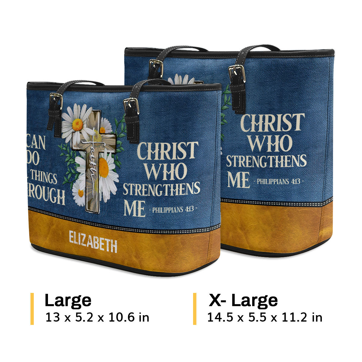 Jesuspirit | Personalized Leather Tote Bag | I Can Do All Things LLTBM779