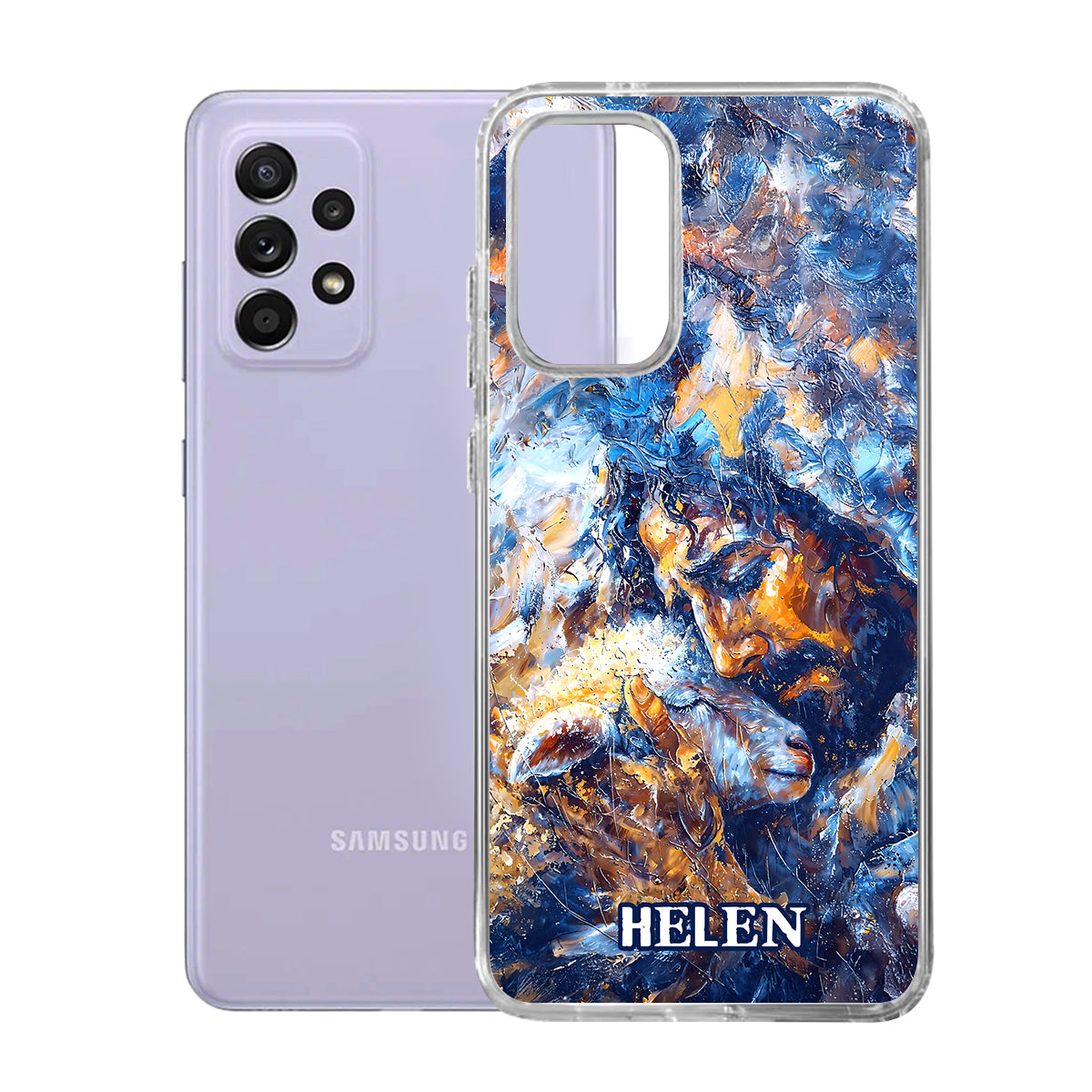 Abstract Painting Of Jesus And Lost Lamb | Personalized Clear Silicone Phone Case