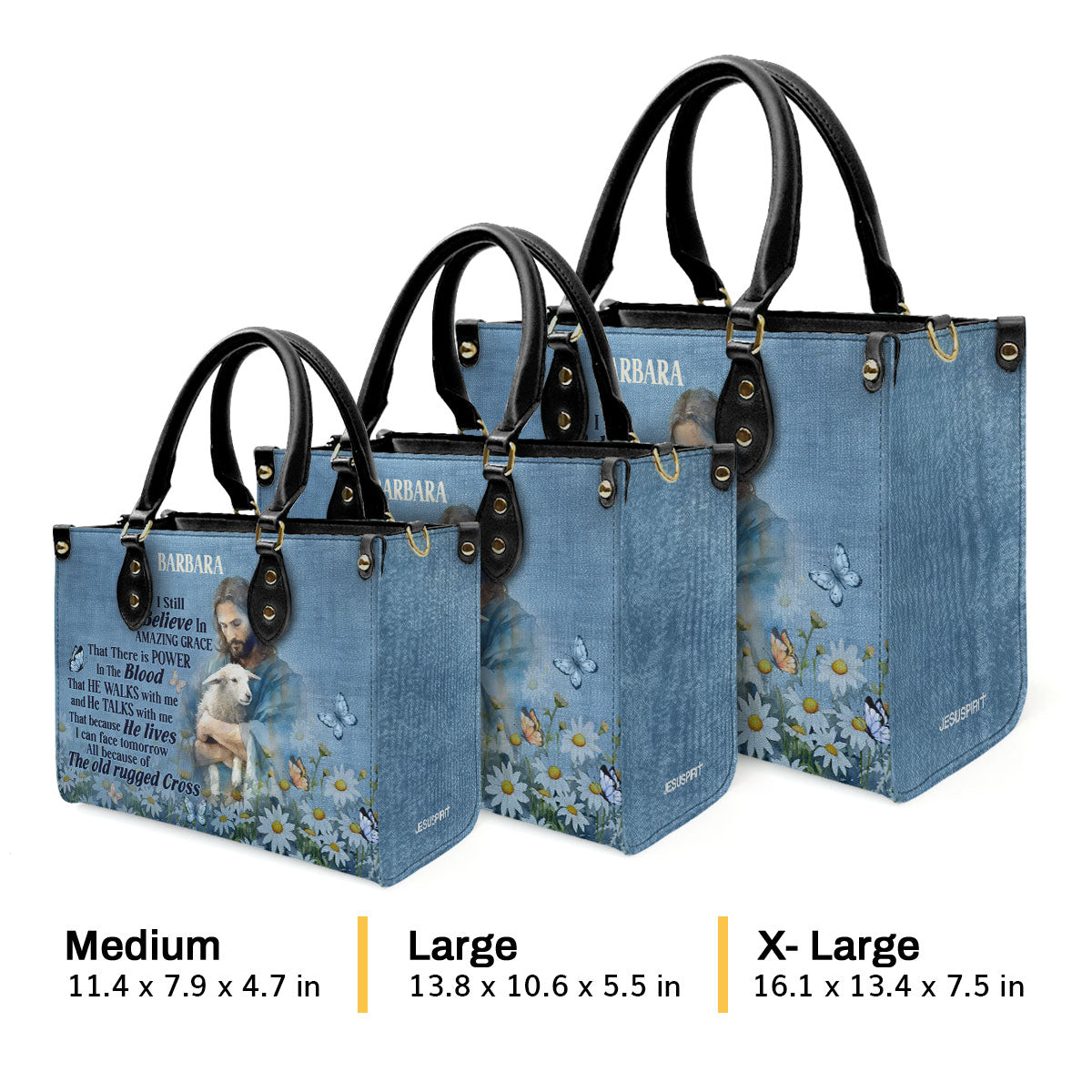 Jesuspirit | Personalized Leather Handbag With Zipper | Jesus I Still Believe In Amazing Grace LHBM742