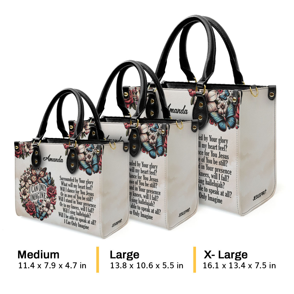 Jesuspirit | Personalized Leather Handbag With Zipper | I Can Only Imagine LHBHN683