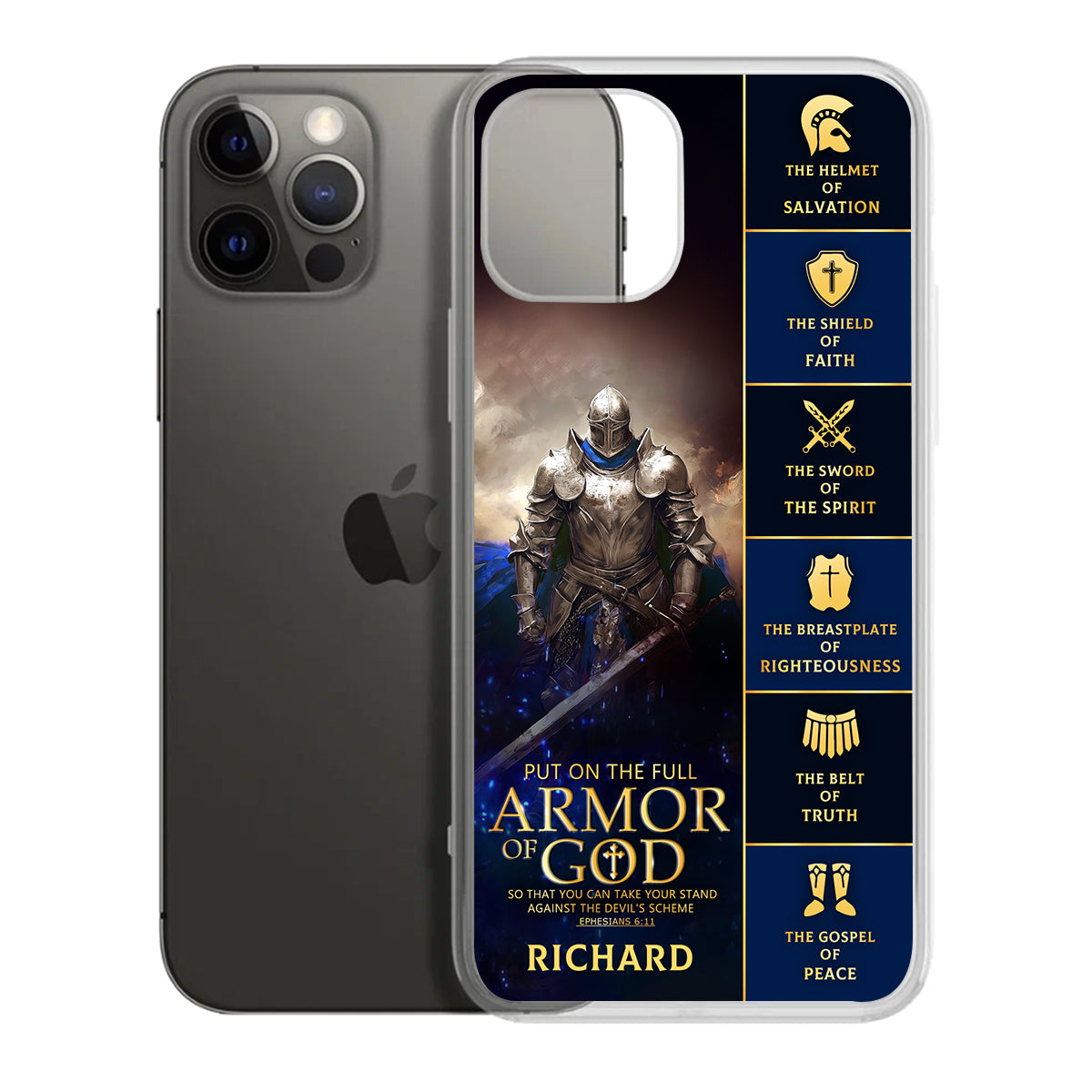 Armor Of God | Personalized Clear Silicone Phone Case