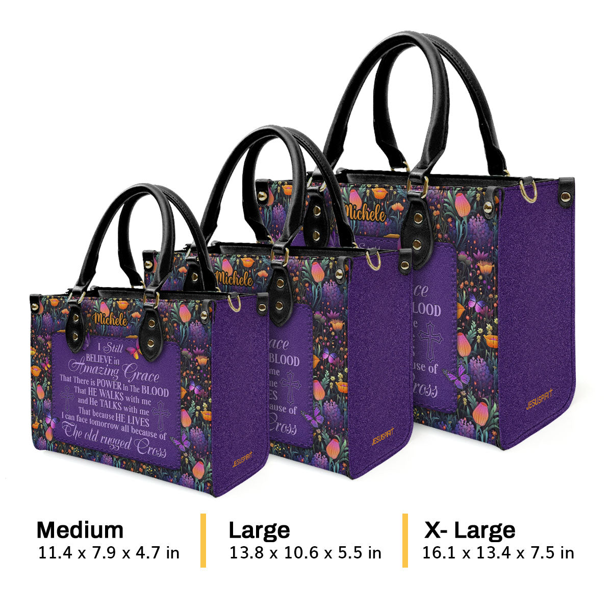 Jesuspirit | Personalized Leather Handbag With Zipper | I Still Believe In Amazing Grace LHBM743