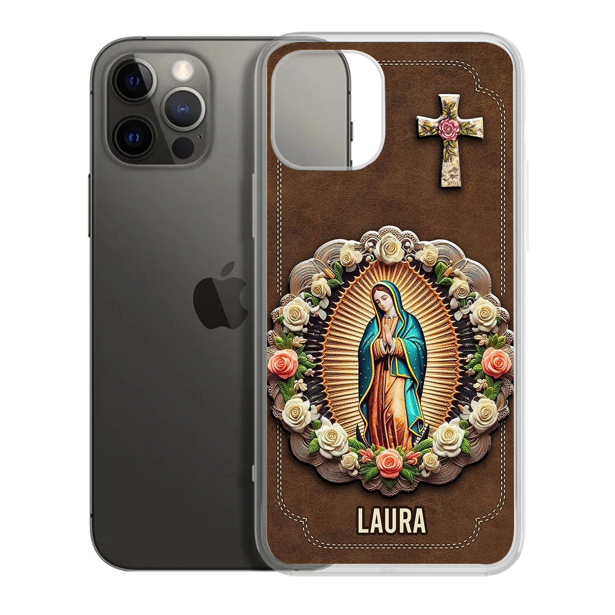 The Virgin Mary Retro Style | Personalized Clear Silicone Phone Case