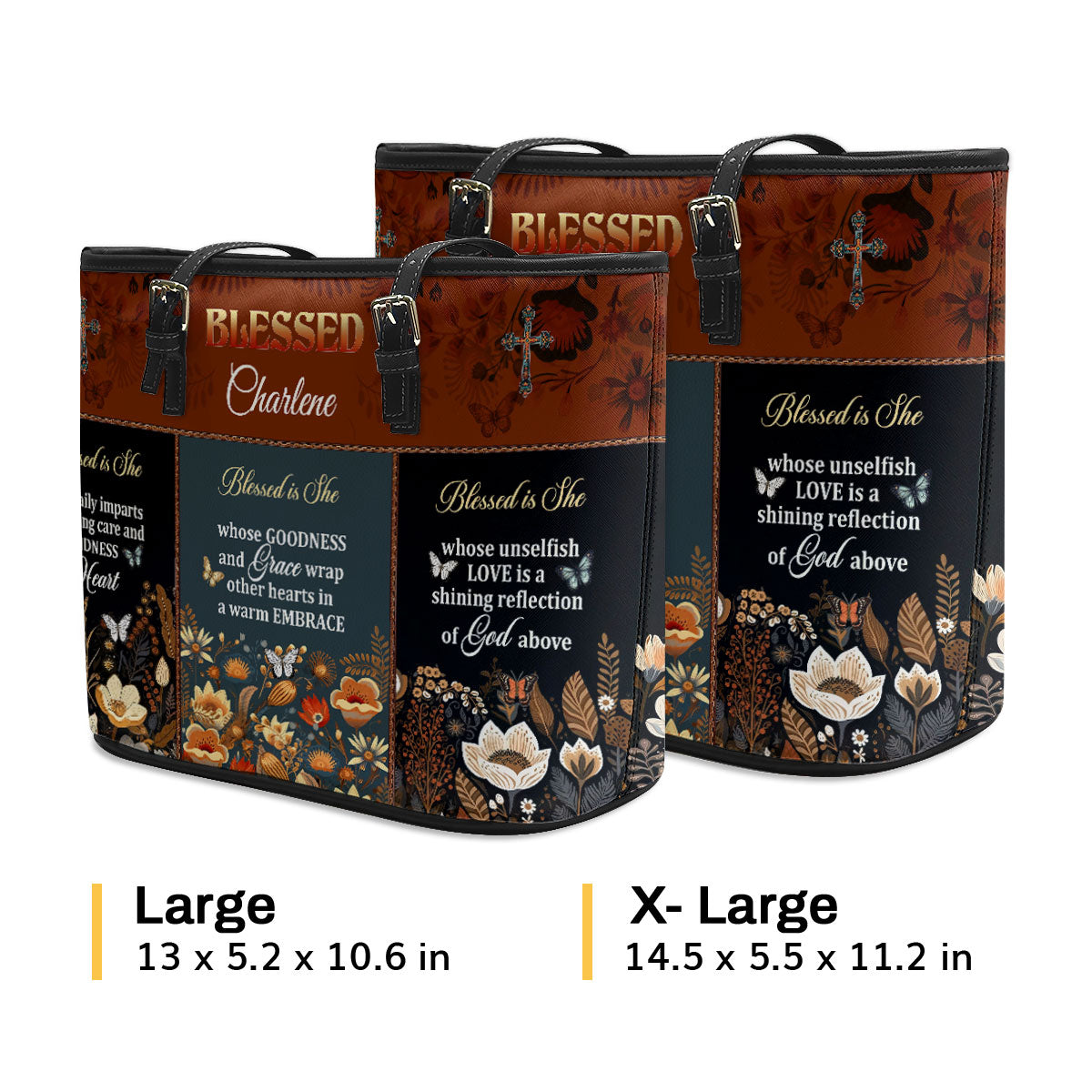 Blessed Is She | Personalized Large Leather Tote Bag LLTBM748