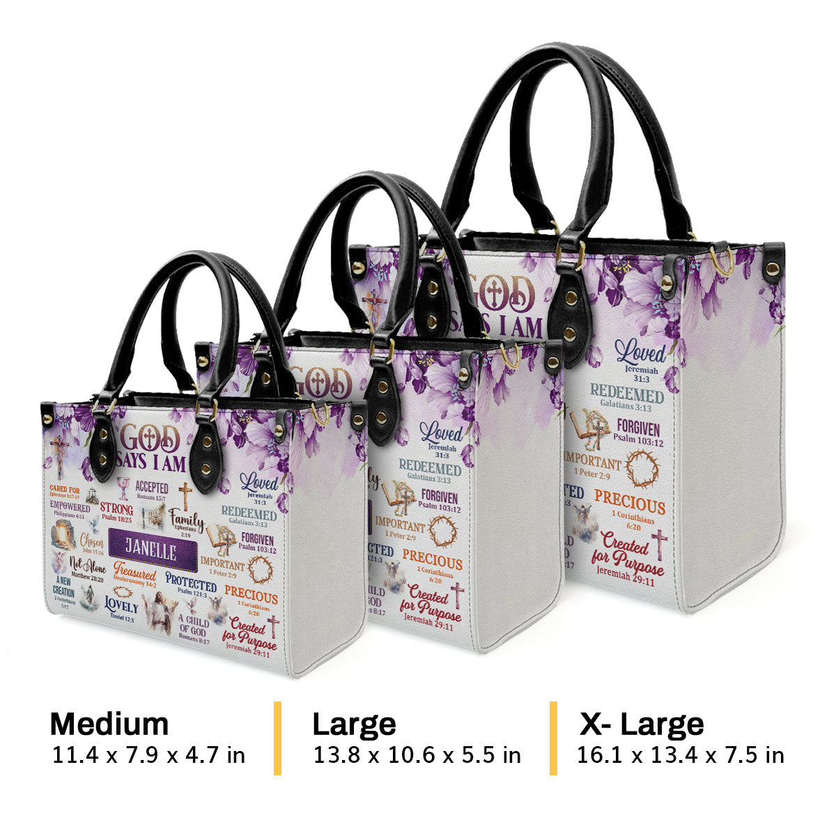 Jesuspirit | Personalized Leather Handbag With Zipper | God Says I Am LHBM792