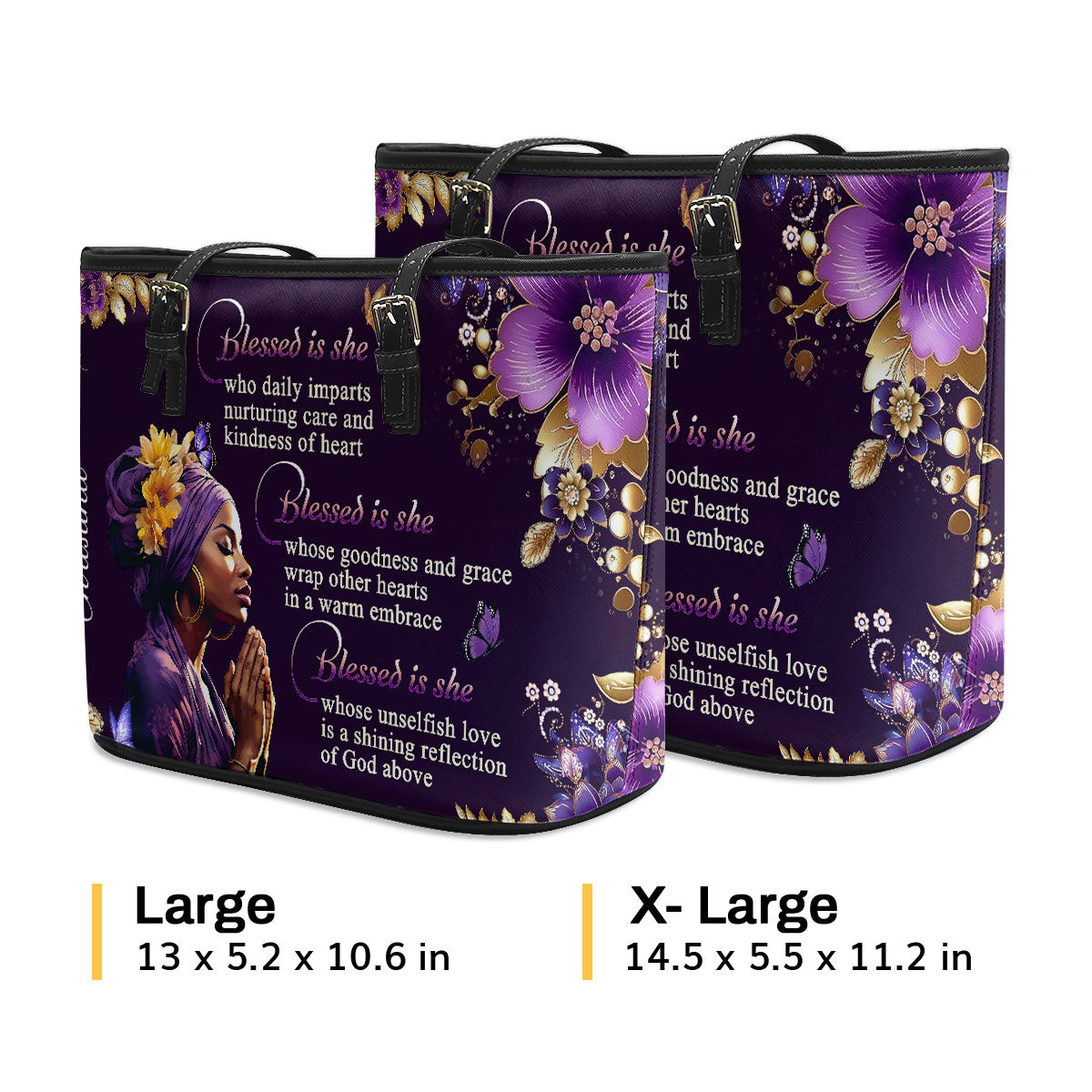 Blessed Is She | Personalized Large Leather Tote Bag LLTBM749