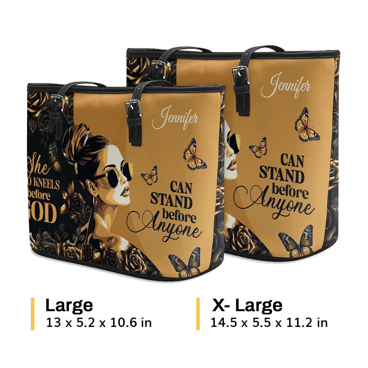 She Can Stand Before Anyone | Personalized Large Leather Tote Bag LLTBM746