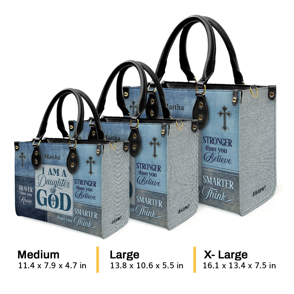 Jesuspirit | Personalized Zippered Leather Handbag With Handle | Religious Gift For Worship Friends | Daughter Of God LHBM764