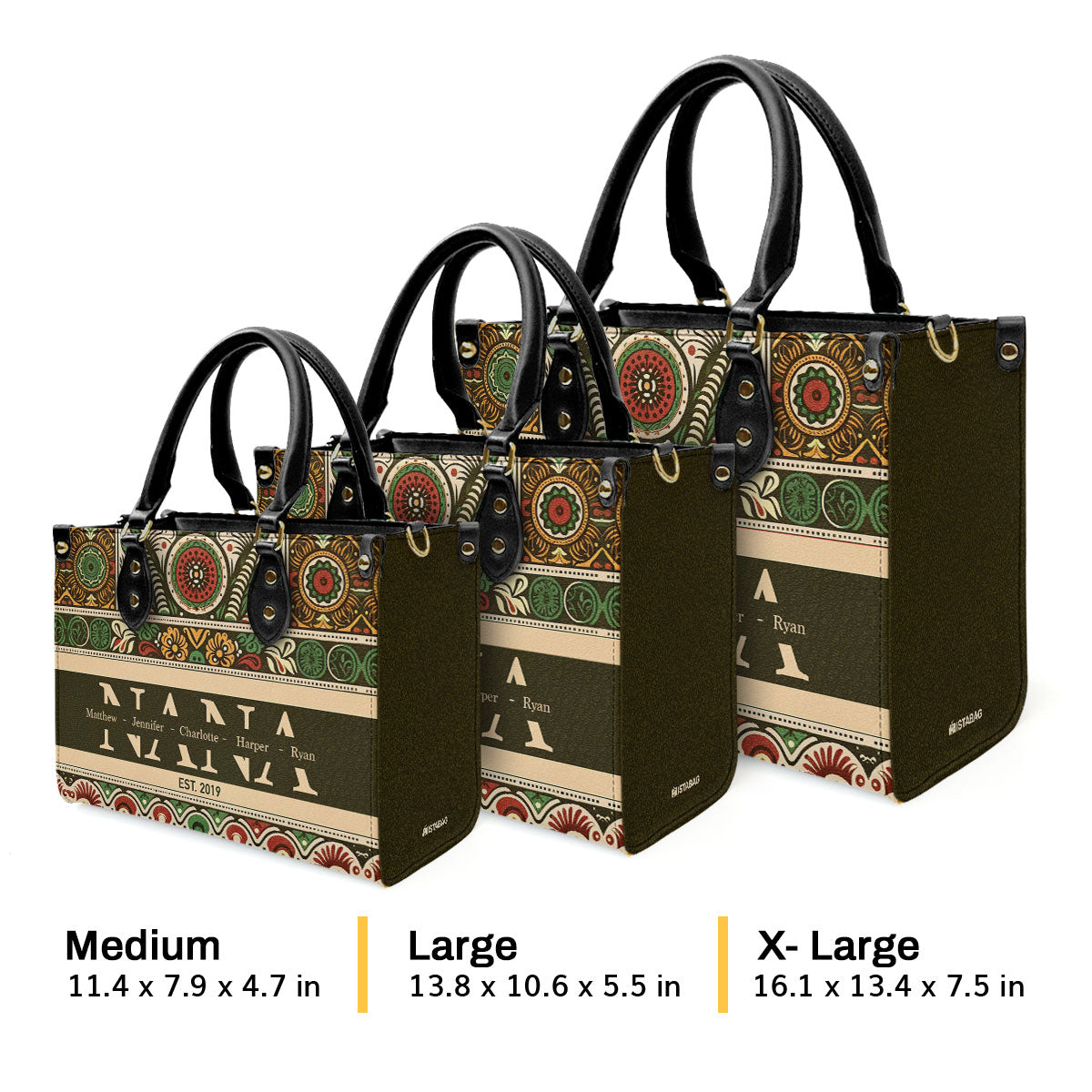 MomNana | Personalized Leather Handbag With Zipper LHBHN07