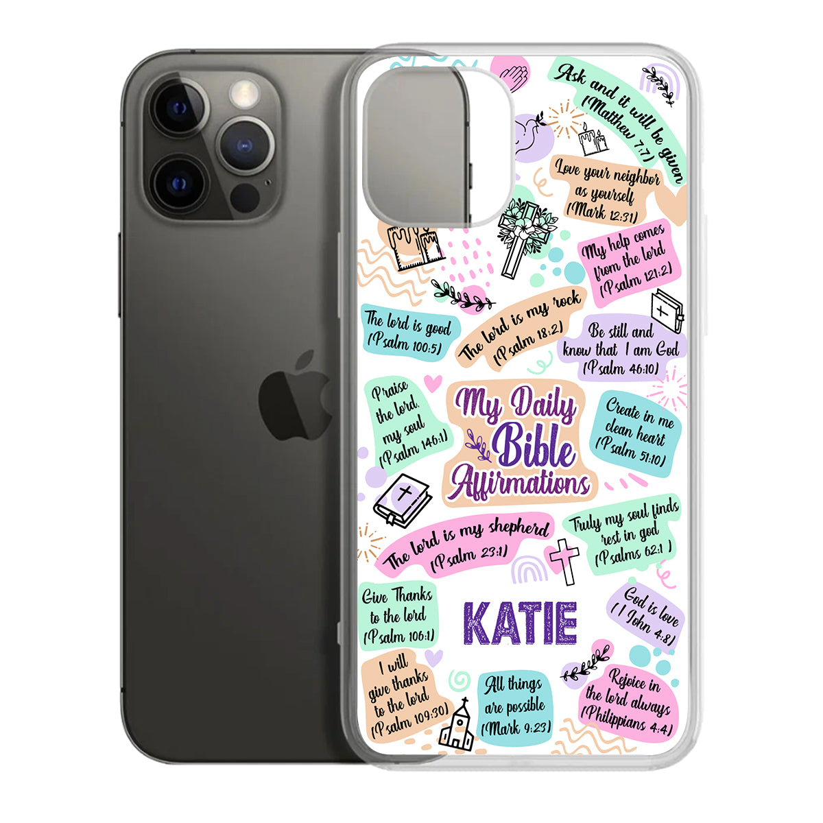 Daily Bible Affirmations | Personalized Clear Silicone Phone Case