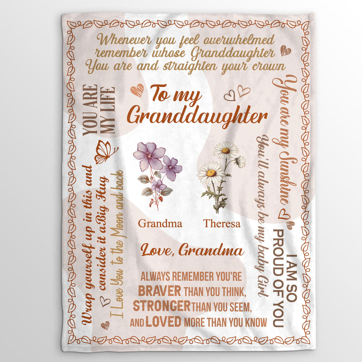 To My Daughter/Granddaughter Birth Month Flowers | Personalized Fleece Blanket JSFBPH2420L