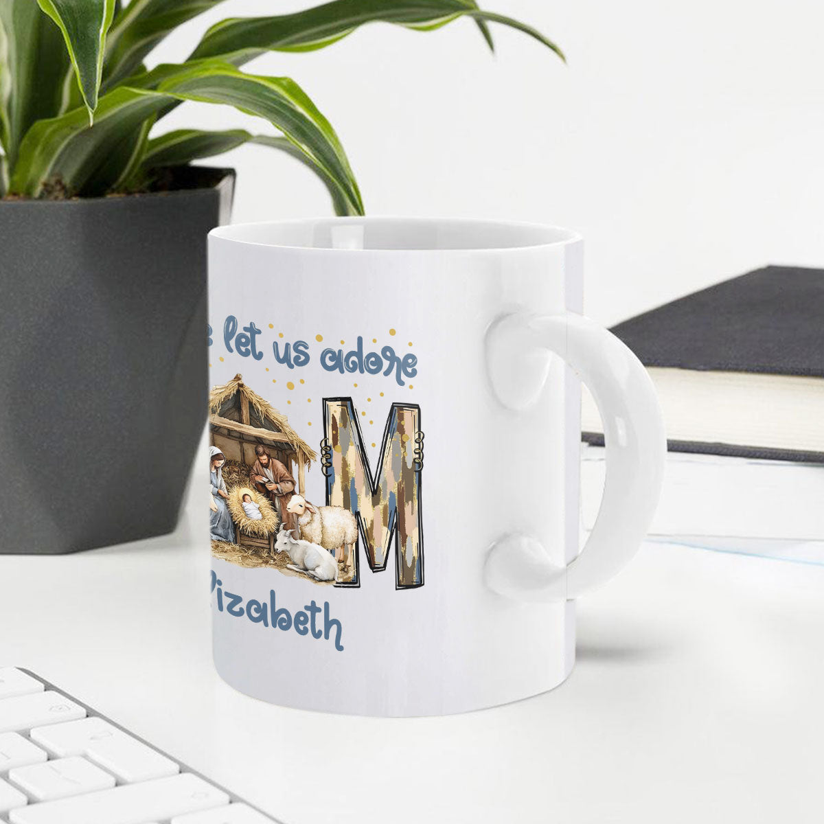 Oh Come Let Us Adore | Personalized White Ceramic Mug