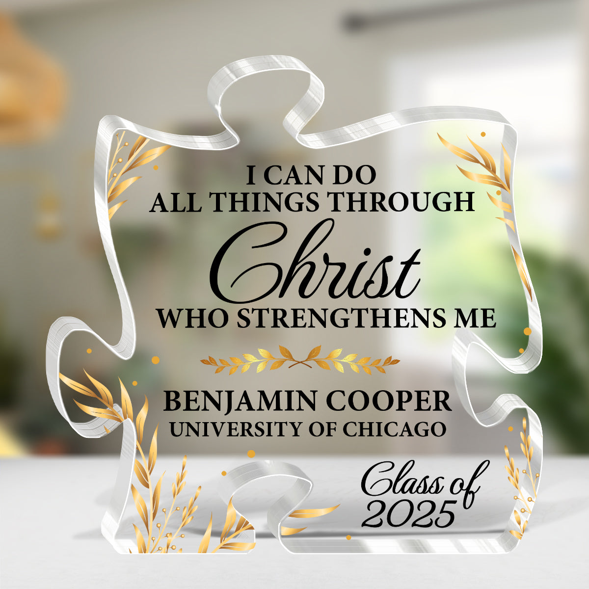 I Can Do All Things Through Christ Who Strengthens Me | Personalized Custom Shaped Squared Acrylic Plaque
