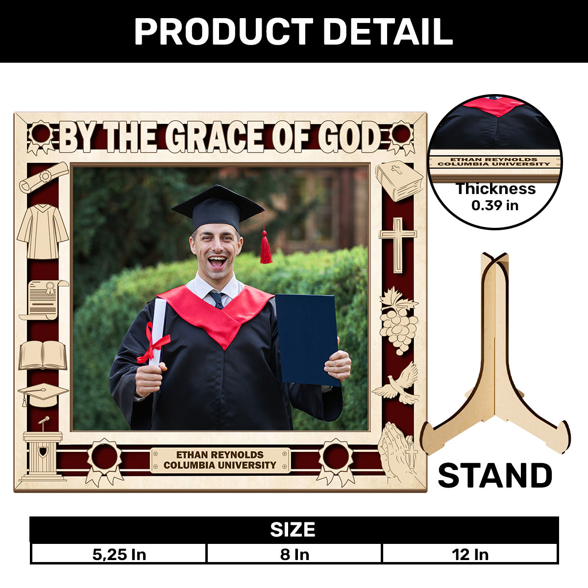 By The Grace Of God | Personalized 2-Layered Wooden Plaque