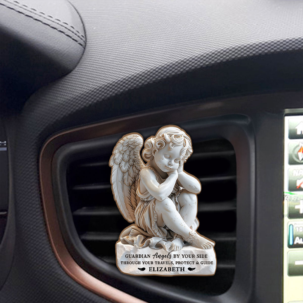 Guardian Angels By Your Side Through Your Travels, Protect & Guide | Personalized Car Visor Clip