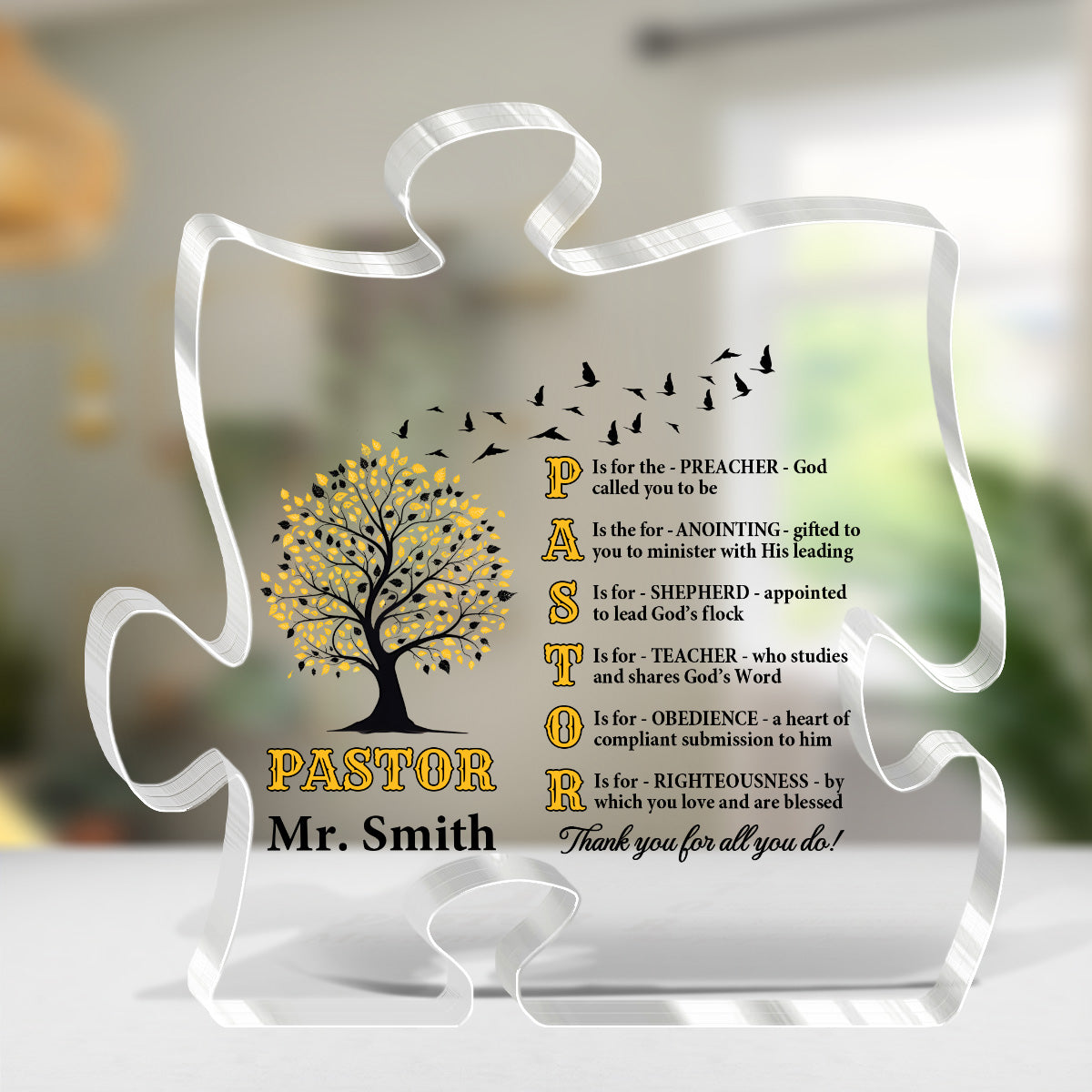 Pastor | Personalized Custom Shaped Squared Acrylic Plaque