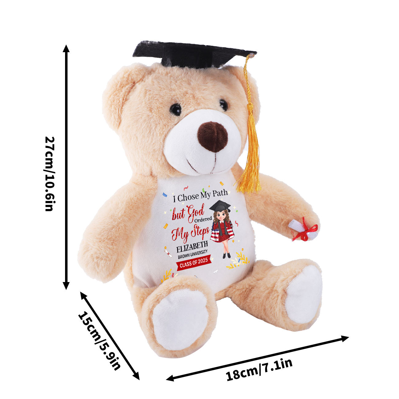 I Chose My Path But God Ordered My Steps | Personalized Graduation Teddy Bear