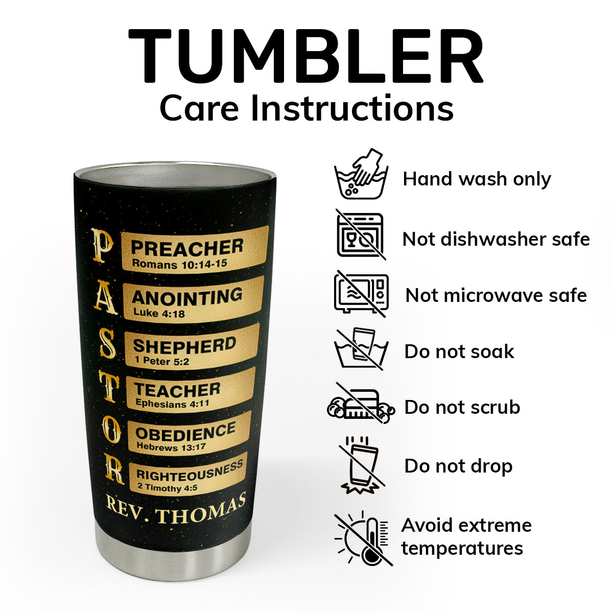 Pastor Thank You For Having The Heart Of A Servant Leader | Personalized Stainless Steel Tumbler