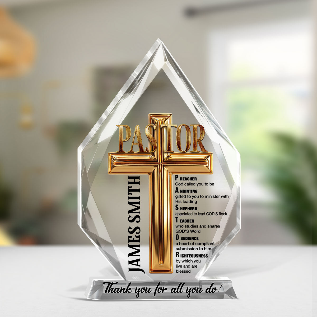To My Pastor | Personalized Custom Shaped Squared Acrylic Plaque